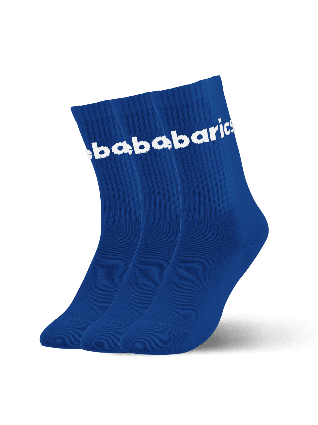 Barebarics Barefoot Socks - Crew - Blue - Big logo - 3 pack